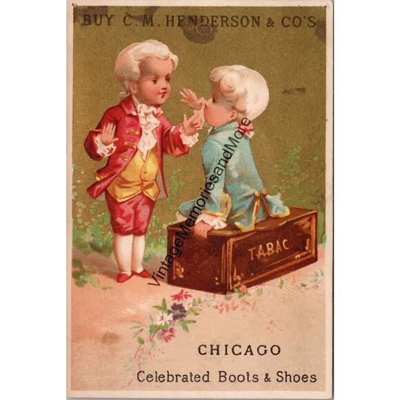 Vintage CM Henderson & Co's Boots & Shoes Advertising Trade Card PB23 - Picture 1 of 2